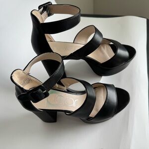 Sugar Black Strappy Block Heels